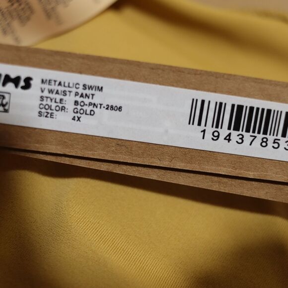 SKIMS Metallic Gold Swim Bottoms Pants Leggings Bikini Pants 4X - Picture 9 of 9